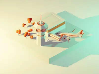 Airport - Scene model Low-poly 3D model 3D model
