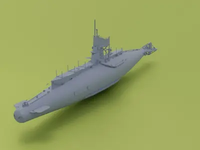 British B-Class submarine Low-poly 3D model