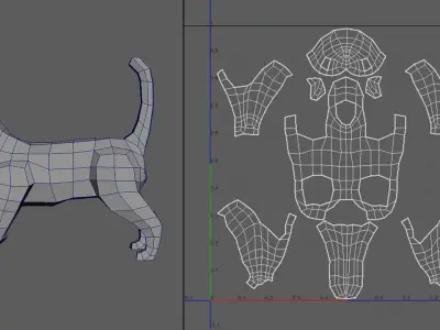 Low poly cat pair of cats Low-poly 3D model