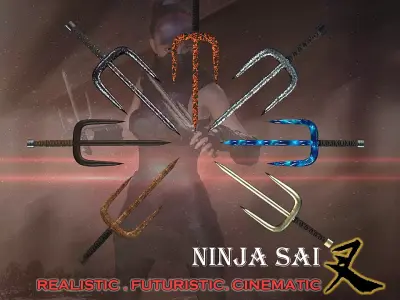 Fantasy War - Ninja Sai Low-poly 3D model