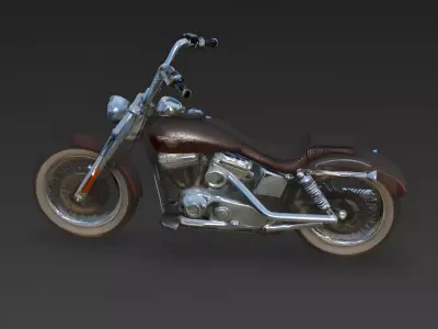 Realistic Weathered Classic Cruiser Motorcycle 3d model Low-poly 3D model
