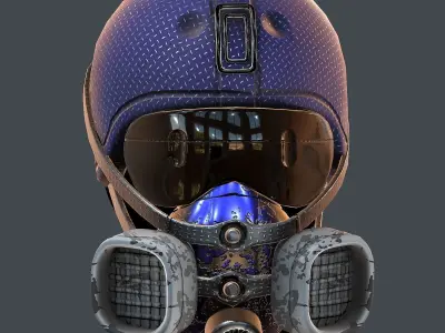 Gas mask helmet 3d model scifi Low-poly  Low-poly 3D model 3