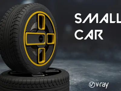 mini small yellow car tyre 3D model