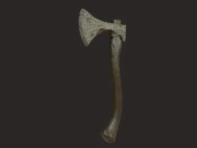 Rust museum scandinavian battle axe Low-poly 3D model