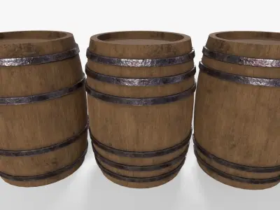 Wooden Barrel Pack Low-poly 3D model purchase