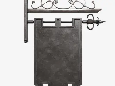 Signboard metal sign with ornate design 3D model