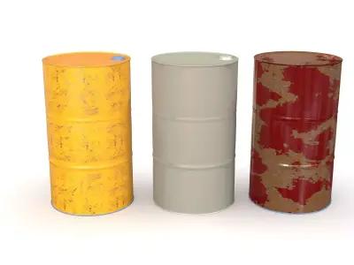 Metal Barrels Free low-poly 3D model