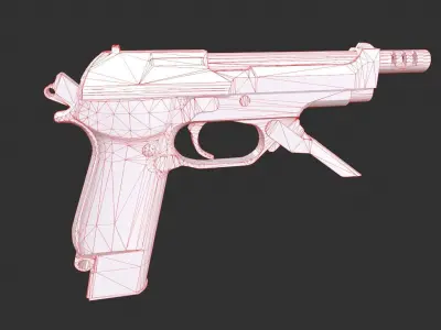 Beretta 93R Low-poly 3D model