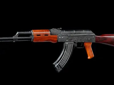 AK47 - Textured Game-Ready Low-poly 3D Model  Low-poly 3D model