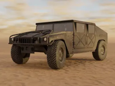 Humvee jeep in desert Low-poly 3D model purchase