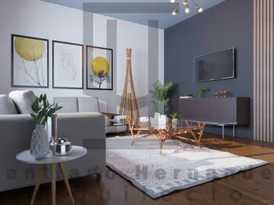 Living Room SketchUp 2021 Interior Scene model 3D Free 3D model