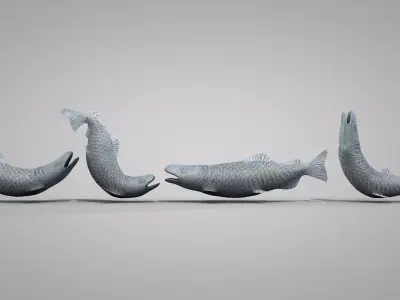 Bronze Fish Statues 3D model