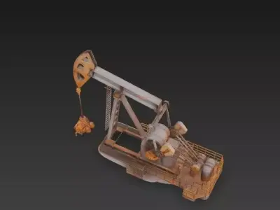 Oil Pump Jack Pumpjack 3D Model - Weathered Industrial Equipment 3D model
