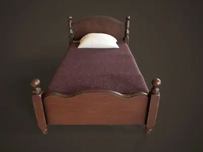 Vintage classic single bed Low-poly 3D model