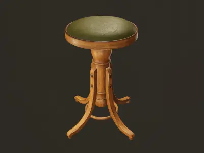 Vintage Stool - PBR Game Ready Low-poly 3D model