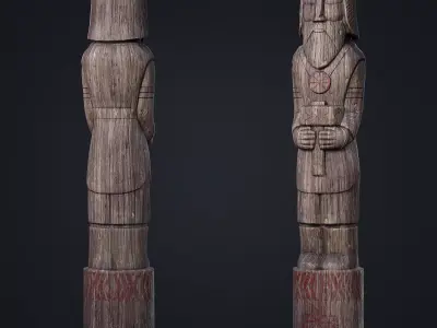Wooden Totem 9 Low-poly 3D model