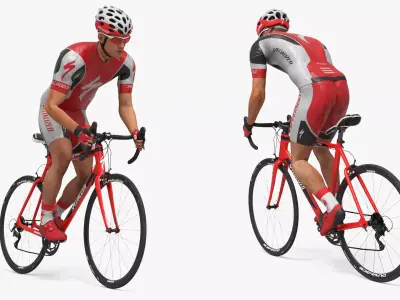 Cyclist Ride Fast Standing Animated Rigged For Maya 3D model purchase