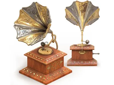 Antique Gramophone Table Decorative Showpiece 3D model