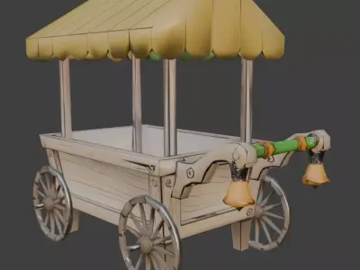 Fruit cart low poly game ready Low-poly 3D model
