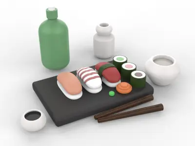japanese Sushi Low-poly 3D model