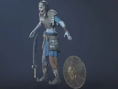 Zombie Scout Soldier with armor and weapons Low-poly 3D model