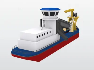 Chain Bucket Dredger 3D model