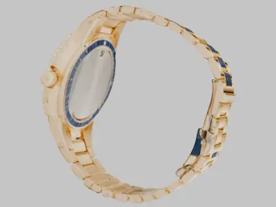 sleek modern gold wristwatch Low-poly 3D model