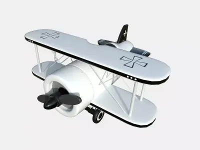 Airplane Cartoon A05 White - Classic Aircraft Low-poly 3D model