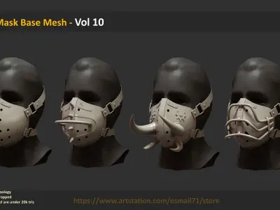 20 Mask Base Mesh - Vol 10 Low-poly 3D model