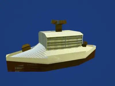 Game Ready Vessel building Low-poly 3D model