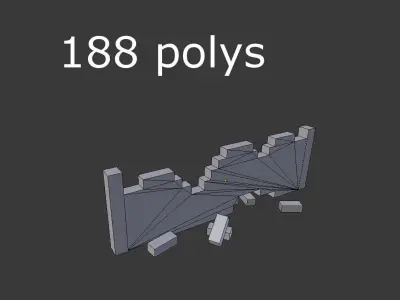low poly broken wall Low-poly 3D model buy