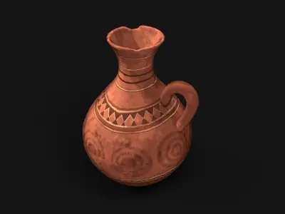 Hanpainted african stylized Vase Jug Low-poly 3D model