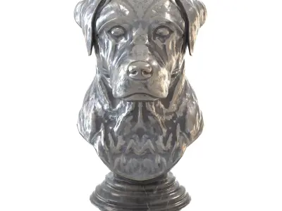 Dog bust metal statues Low-poly 3D model