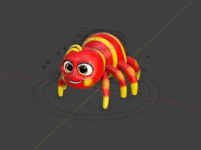 Cartoon Stylized Spider 3D Model Low-poly 3D model