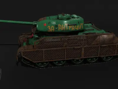 Soviet Medium Tank T-34-85 with S-53 gun Free low-poly 3D model