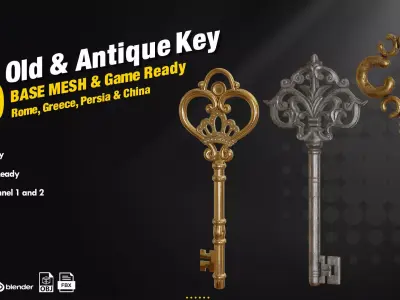 20 Traditional key Low-poly 3D model