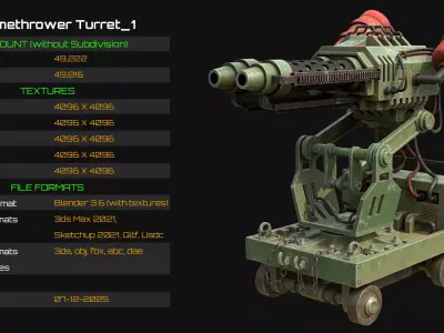 Flamethrower Turret-1-Dirty 3D Model Pack