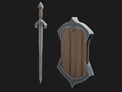 Stylized Weapon Set Low-poly 3D model