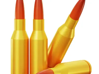 3D Army Bullets Low-poly 3D model