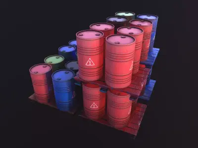  Chemical Barrel Clean and dirty Low-poly 3D model