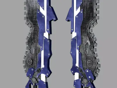 Segmented Blade Fantasy Sword Game Ready Low-poly 3D model