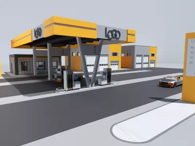 Modern Gas Station 3D Model Free 3D model