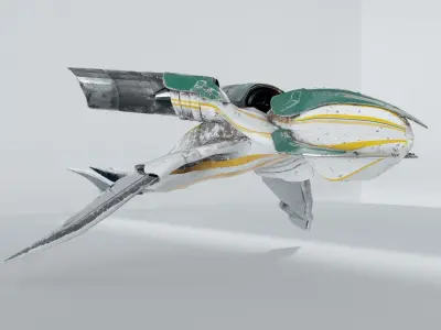 Organic looking spaceship Low-poly 3D model