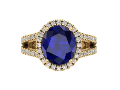 Oval Solitaire Ring 3D print model 26