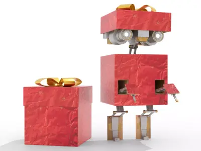 Gift Present Robot Rigged Low-poly 3D model purchase