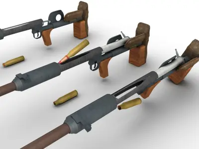  Anti-tank PTRD Rifle Russian 3D model
