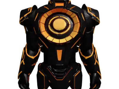 Futuristic Armored Gauntlet with Glowing Vents 3D model