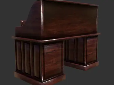 Antique Desk Wooden Chair Low-poly 3D model