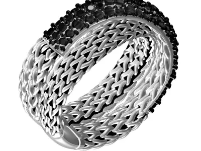 Antique Overlapping Chain Black Diamond Ring for Women 3D print model