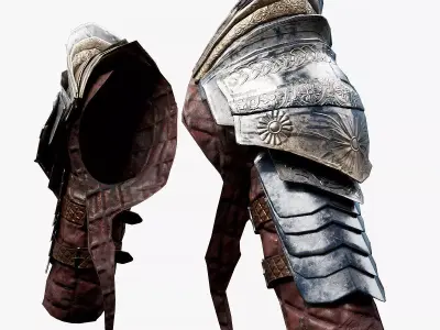 Female Knight Shoulder Armor Set LowPoly  Low-poly 3D model